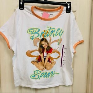 NWT Brittany Spears crew neck tee crop shirt size XL.